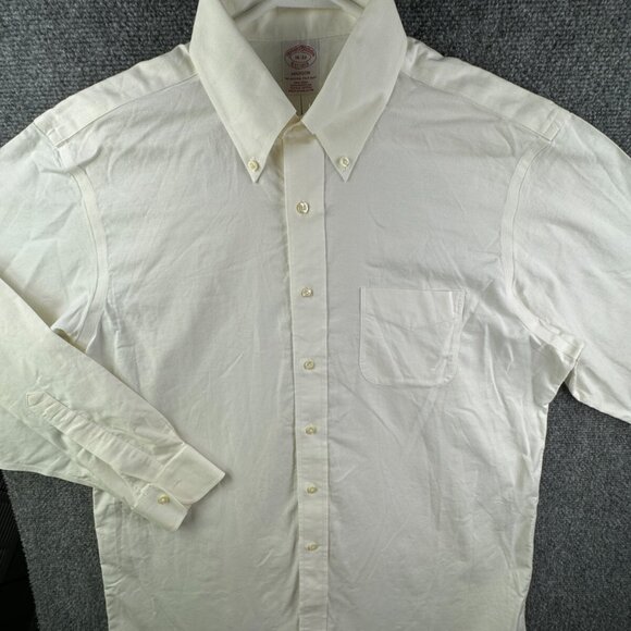 Brooks Brothers Men Non Iron Button Up Shirt Long Sleeve Ivory Madison 16 33 - Picture 2 of 15